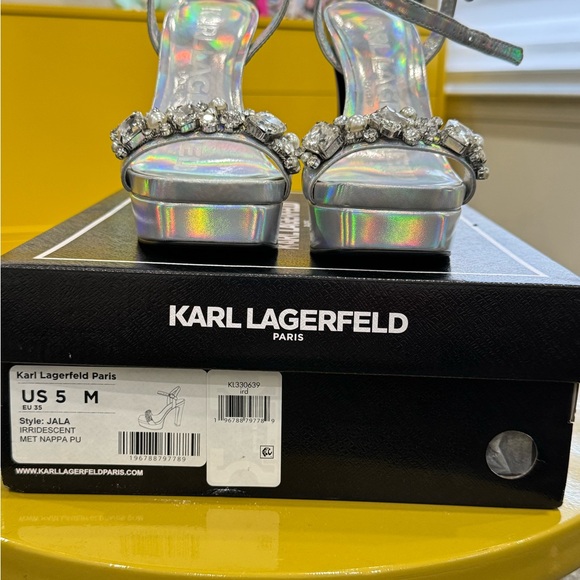 Karl Lagerfeld Silver Iridescent Heels - Picture 1 of 9